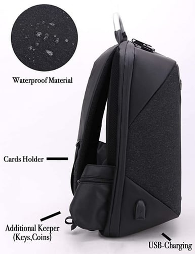 حقيبة ظهر لابتوب ذكية بقفل حماية ومنفذ USB لون أسو...