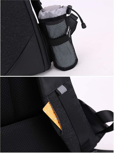 حقيبة ظهر لابتوب ذكية بقفل حماية ومنفذ USB لون رما...