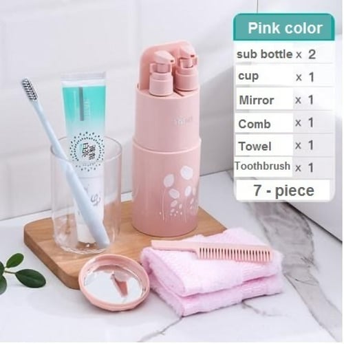 ادوات العناية اليومية للسفر والرحلات اللون وردي