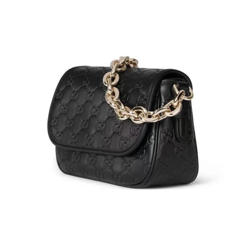 شنطة كتف غوتشي امبليم GG سوداء جلدية