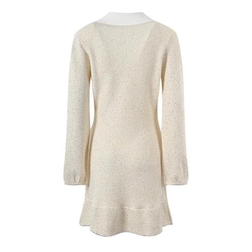 فستان دانتيل من سيلف بورتيه قصير - ابيض