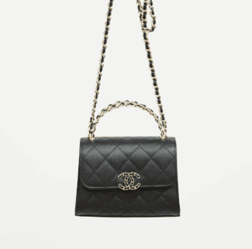 شنطة كلاتش كيلي السوداء بسلسلة ربيع - أسود