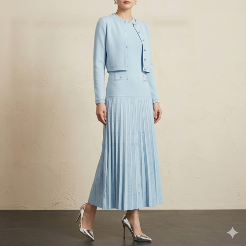 طقم ساندرو فستان وجاكيت كم طويل