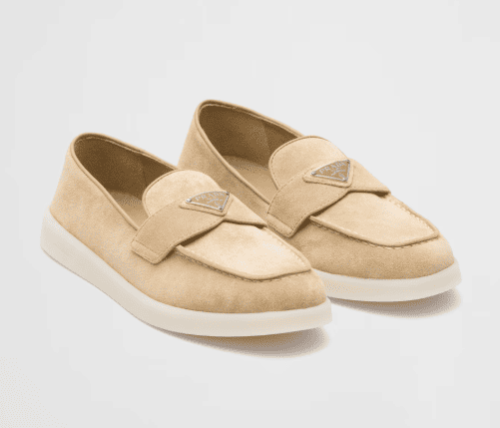 حذاء لوفر برادا من الجلد الفاخر المخمل