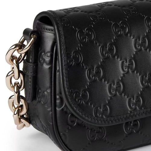 شنطة كتف غوتشي امبليم GG سوداء جلدية