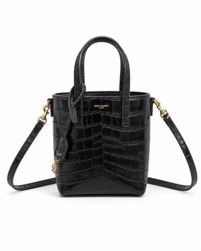 Small Saint Laurent tote bag with crocodile leather pattern