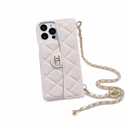 Luxury iPhone case with a gold chain from Chanel