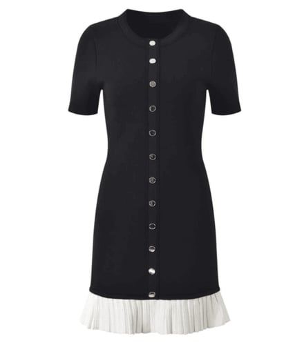 فستان ساندرو باراديس قصير أسود بحافة كشكش متباينة