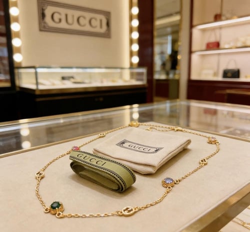 عقد غوتشي المتشابك مع الأحجار الكريمة