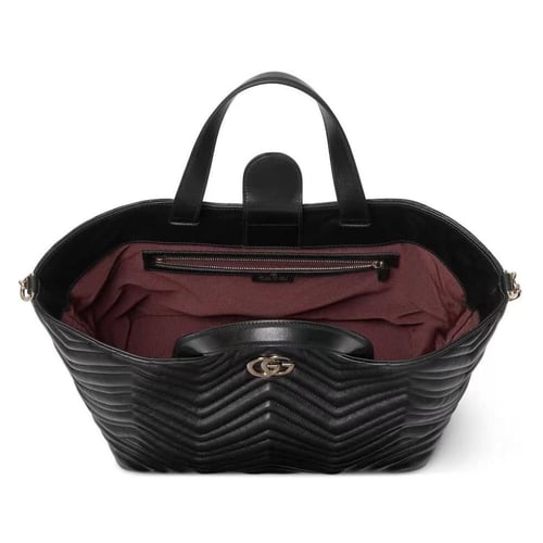 شنطه غوتشي GG شيفرون جلد حمل أسود كلاسيكية