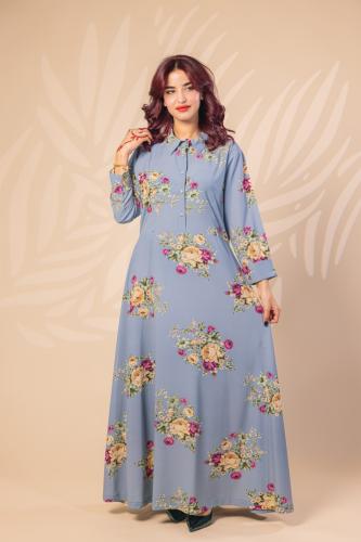 جلابية صيفي من القطن ناعم بنقشة زهور ملونة