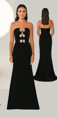 فستان سهرة أنيق مصنوع من الكريم السميك