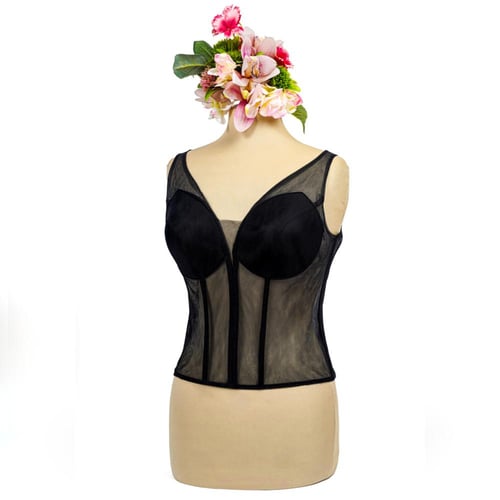 كورسية لون أسود شبك طويل