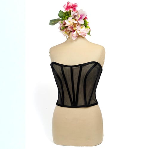 كورسية لون أسود شبك قصير