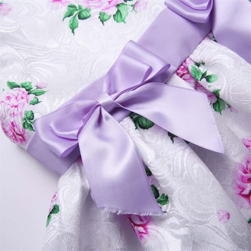 فستان بنات أسباني أبيض مع بنفسج