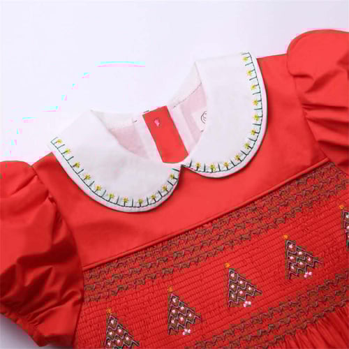 فستان بنات كلاسك باللون الأحمر