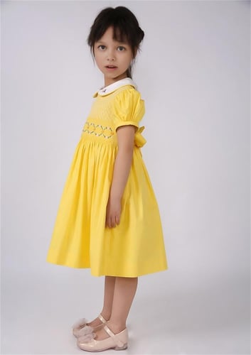 فستان بنات أسباني باللون الأصفر
