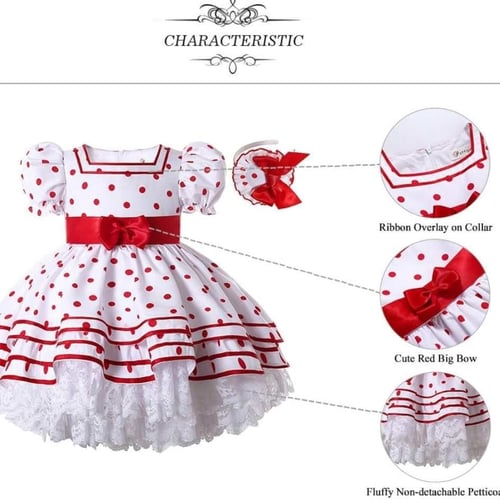 فستان بنات أسباني منفوش مع طوق