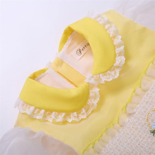 فستان بنات اسباني باللون الأصفر