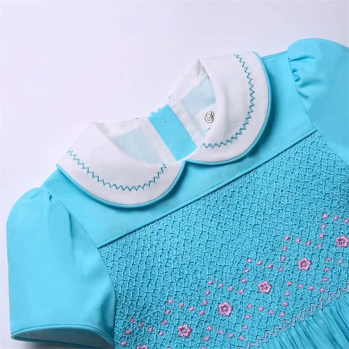 فستان بنات أسباني باللون الأزرق