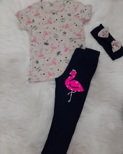 بيجامة فلامنجو مع ربطة فيونكة صناعة تركية