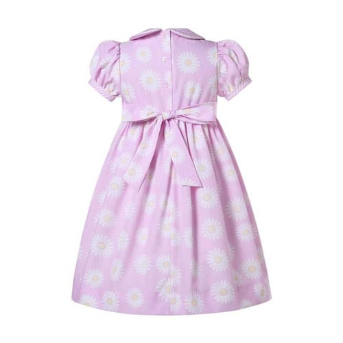 فستان بنات أسباني وردي مزهر