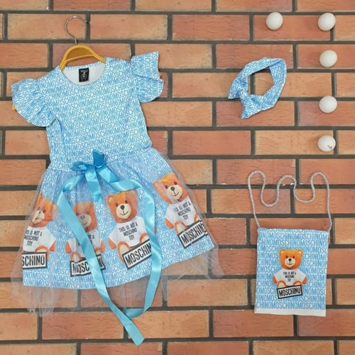 فستان تركي مع شنطة و ربطة شعر