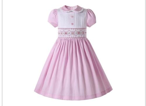 فستان بنات أسباني كلاسك باللون الوردي