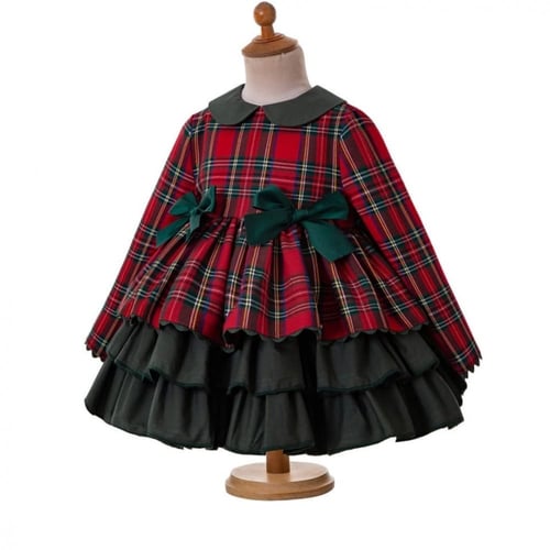 فستان مواليد أسباني مع قبعة وكلوت