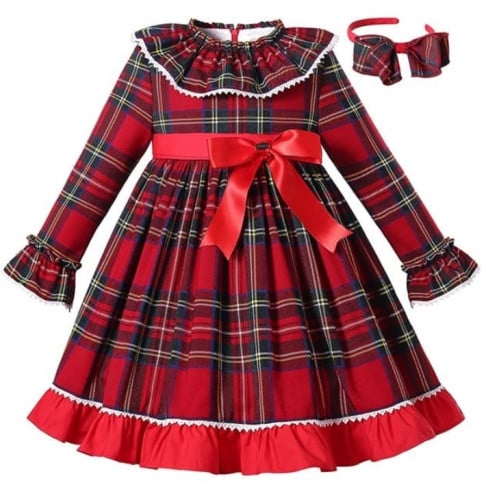 فستان بنات أسباني خريفي مع طوق