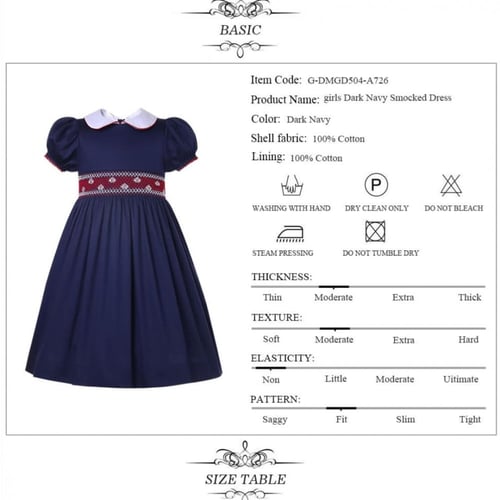 فستان بنات أسباني كلاسك كحلي