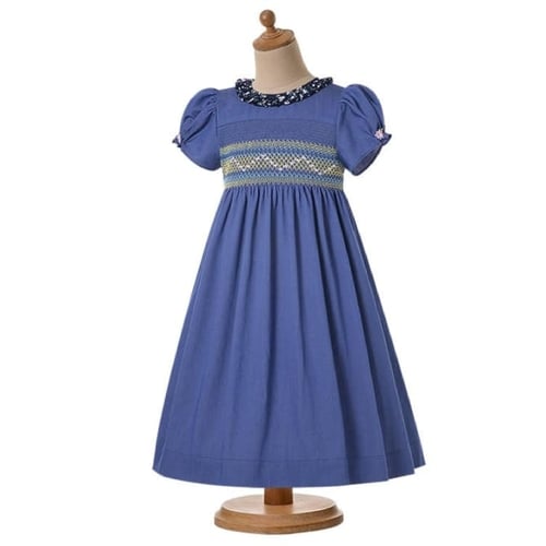 فستان بنات أسباني كلاسك أزرق