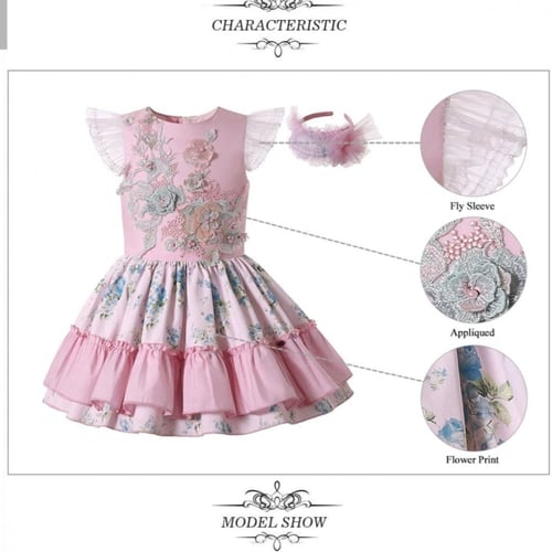 فستان بنات أسباني مع طوق شعر