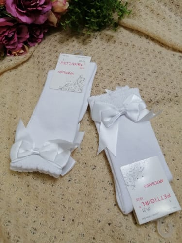 جوارب أسبانية طويلة لون أبيض