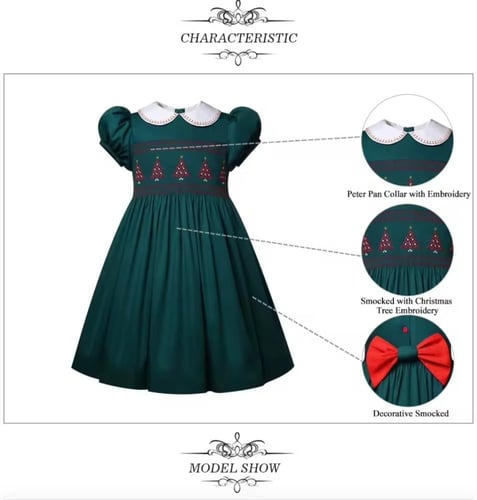 فستان بنات أسباني أخضر داكن