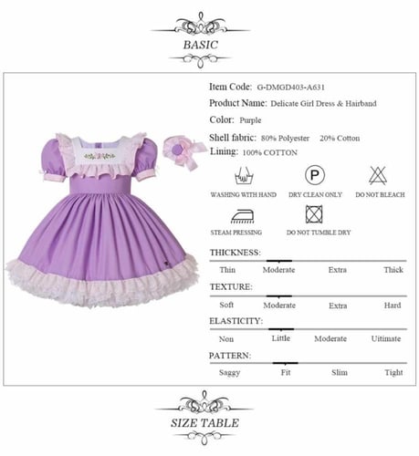 فستان بنات أسباني مع طوق شعر