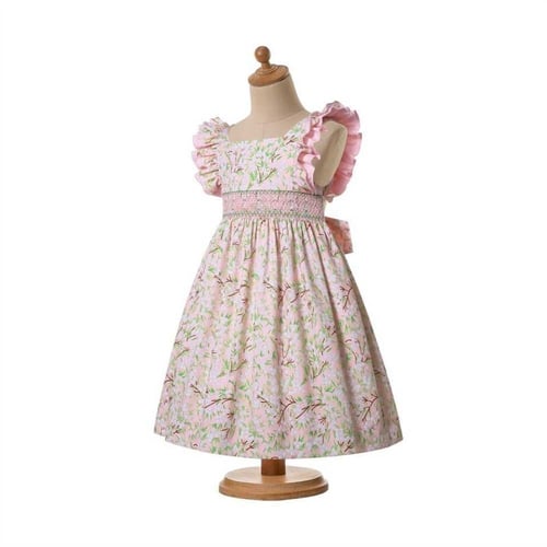 فستان بنات أسباني باللون الزهري