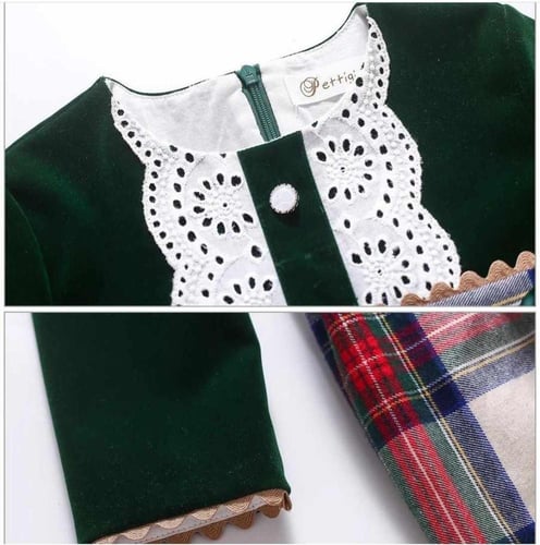 فستان بنات أسباني مخمل أخضر