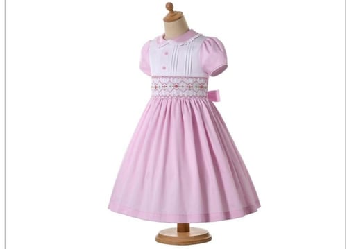 فستان بنات أسباني كلاسك باللون الوردي
