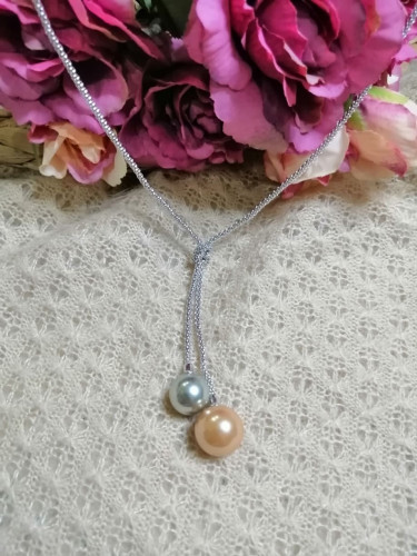 قلادة فضة ( أنا وحبيبي ) 42 cm