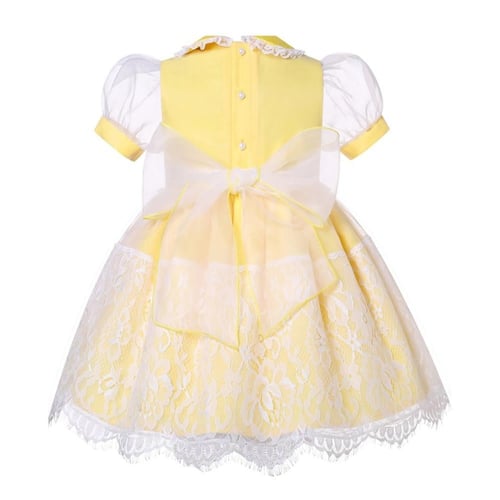 فستان بنات اسباني باللون الأصفر