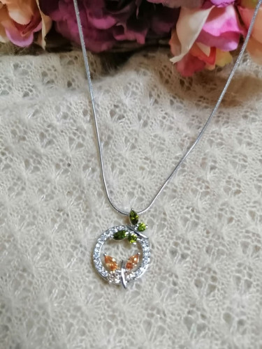 قلادة فضة رقة الفراشات 40 cm