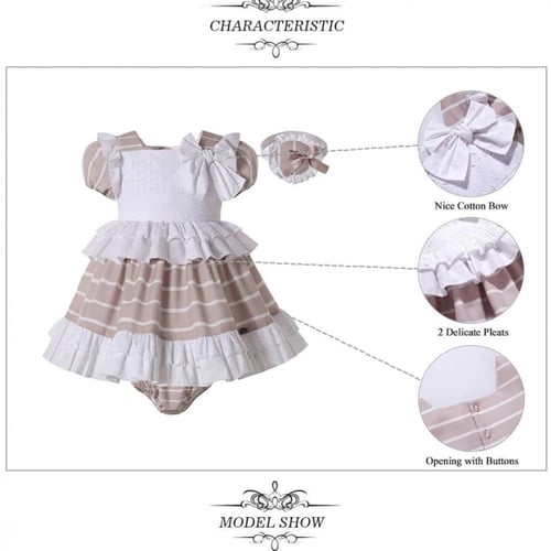 فستان مواليد أسباني مع باند شعر وكلوت