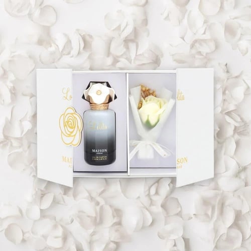 بوكس عطر الوردة 100 مل + وردة بيضاء - هدية تعكس ذو...