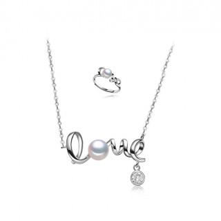 طقم الحب من اللؤلؤ الطبيعي والفضة الاسترليني عيار...