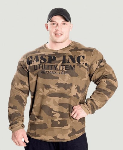 GASP THERMAL GYM SWEATER - GREEN CAMOPRINT