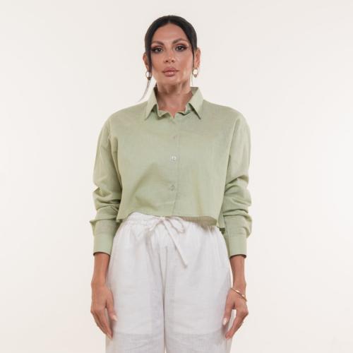 Women light green shirt