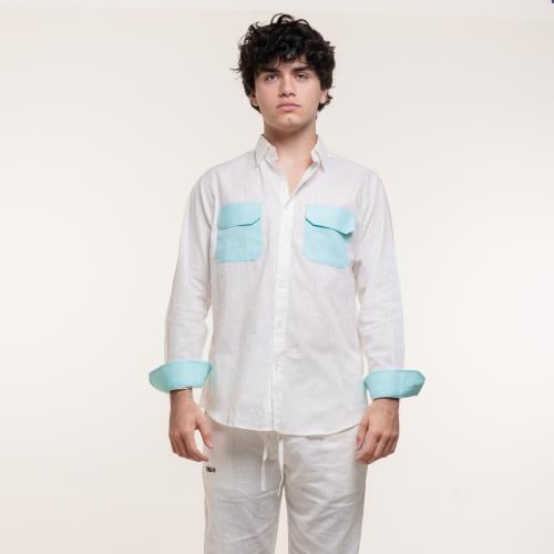 White and blue shirt