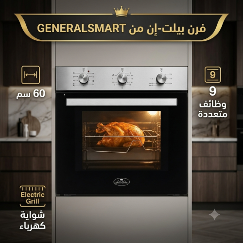 فرن جنرال سمارت ٦٠سم ٩وظائف استيل شوايه كهرباء