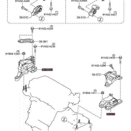 طقم كراسي المكينة مازدا CX30 م 2018-2024 اصلي وكال...